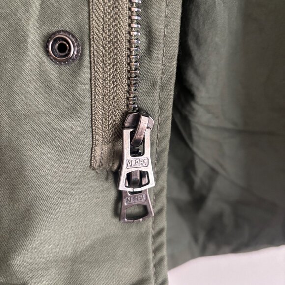 Alpha Industries Olive Green Fishtail Parka Military Coat /Jacket Medium- Large - Picture 6 of 13